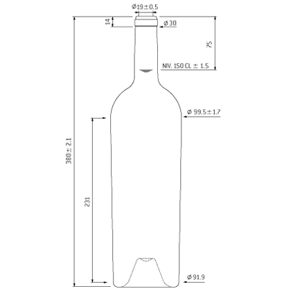 Bottiglia di vino Bordolese cetie 1.5 l quercia Magnum Elegance Bottiglia di vino Bordolese cetie 1.5 l quercia Magnum Elegance