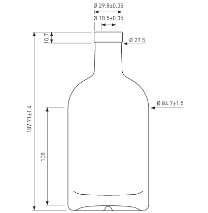 Bottiglia per gin Fascetta 50cl bianco Oblò Bottiglia per gin Fascetta 50cl bianco Oblò