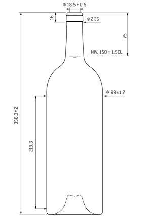 Bottiglia di vino Bordolese cetie 150 cl quercia Magnum Bottiglia di vino Bordolese cetie 150 cl quercia Magnum