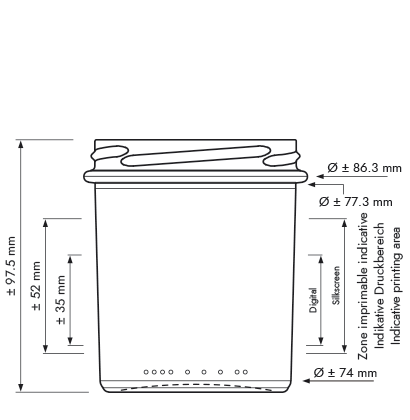 Vaso per miele 355 ml bianco TO82 conico Vaso per miele 355 ml bianco TO82 conico