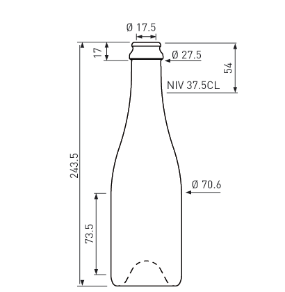 Champagnerflasche Chopine Kronkork 37.5 cl grün Champagnerflasche Chopine Kronkork 37.5 cl grün